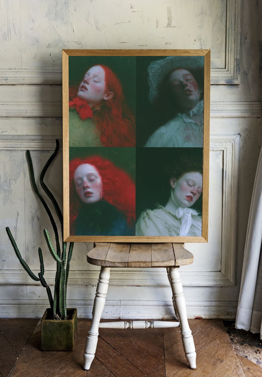 Dreamlike Portrait Collage Print. — room view 1