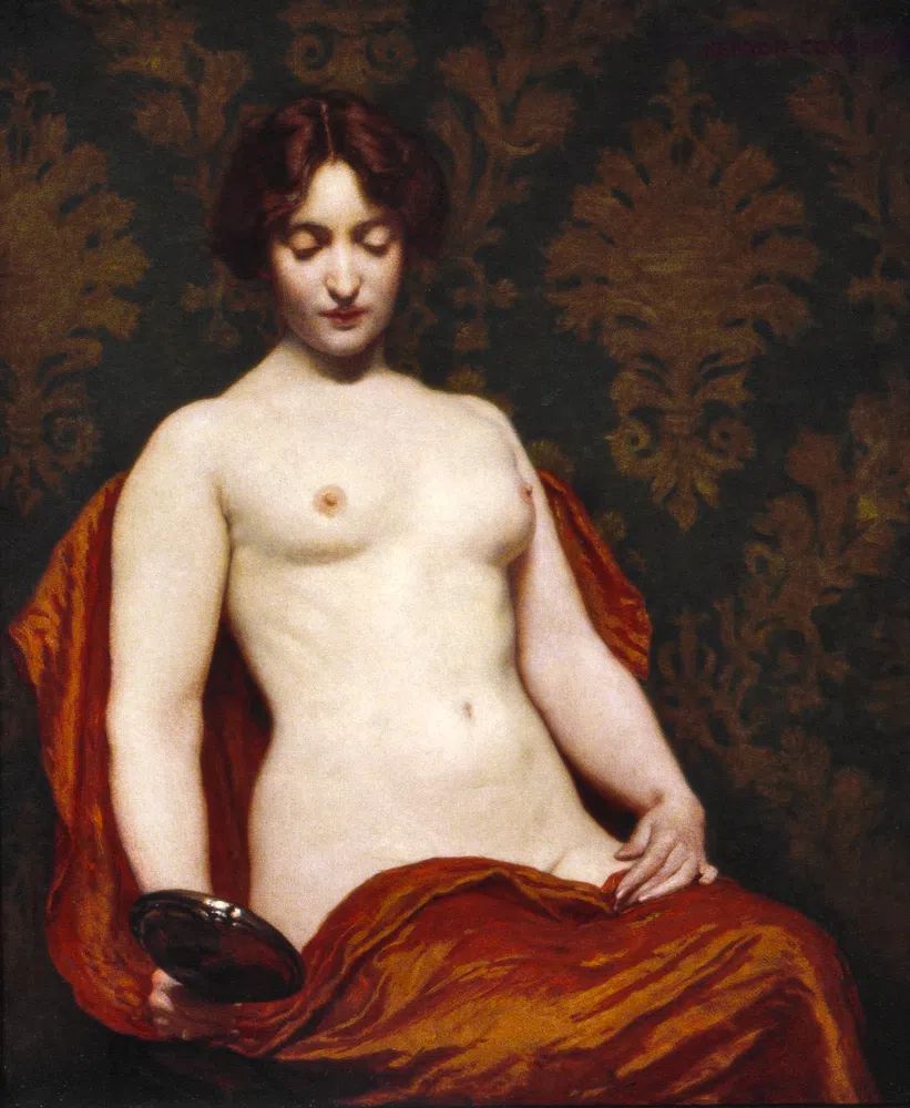 Naked woman showing her breasts. poster detail