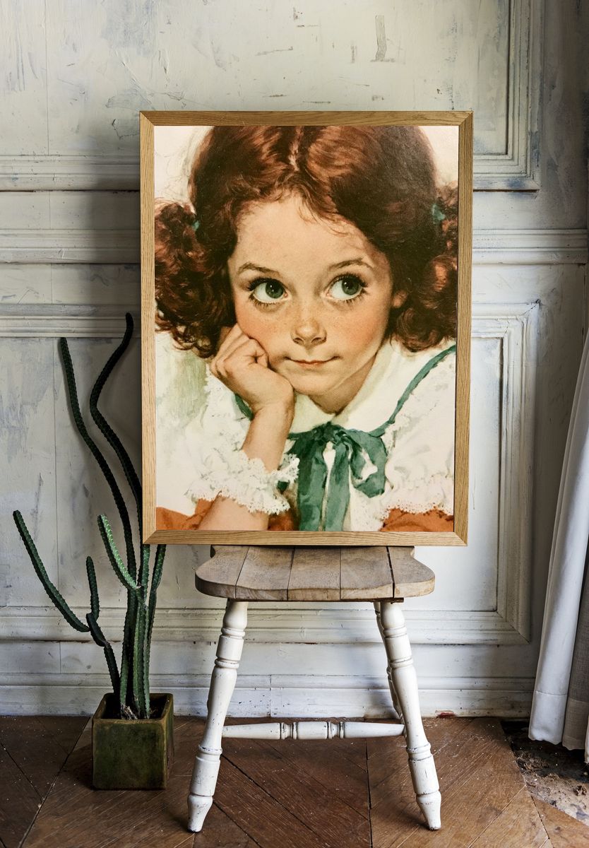 Curious Girl Portrait Print. room preview