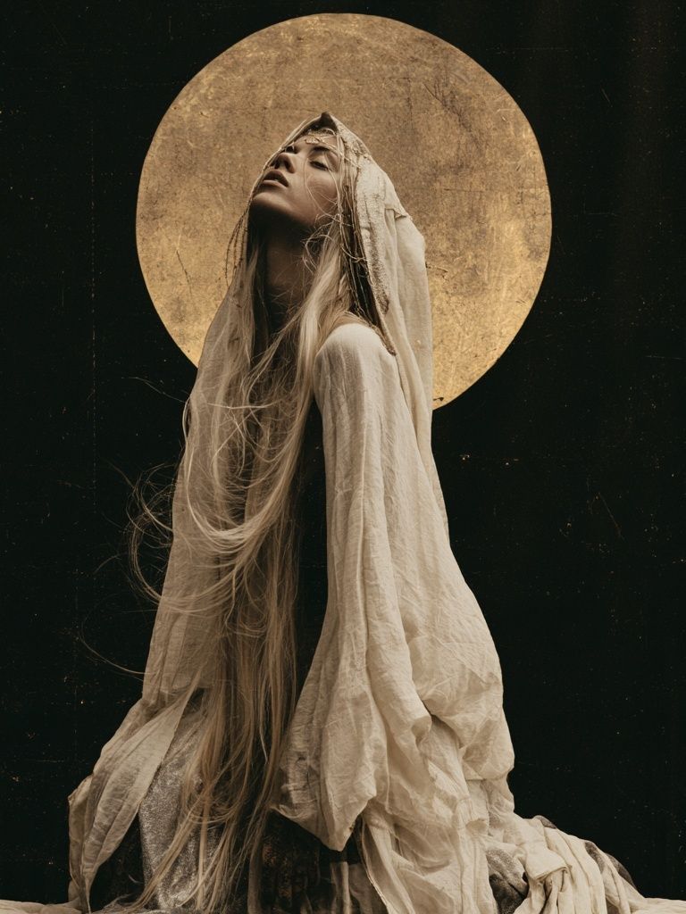 Moonlit Veil Portrait Print. poster — fine-art art