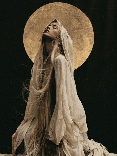Moonlit Veil Portrait Print. poster