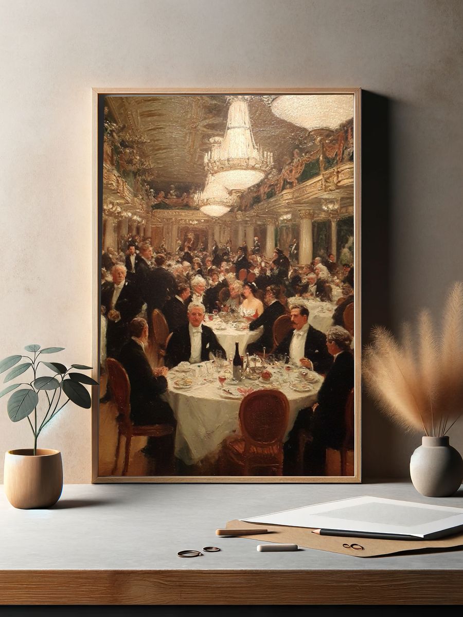 Elegant Dinner Party — Fine Art Print. — room view 2