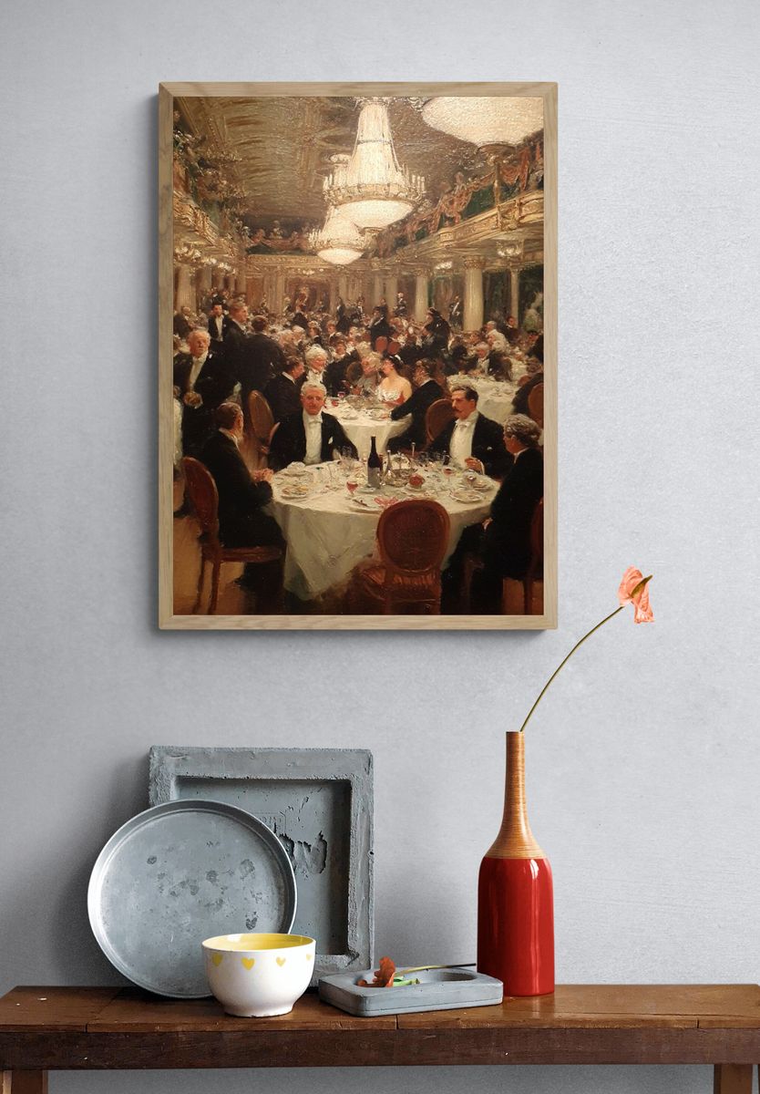 Elegant Dinner Party — Fine Art Print. — room view 3