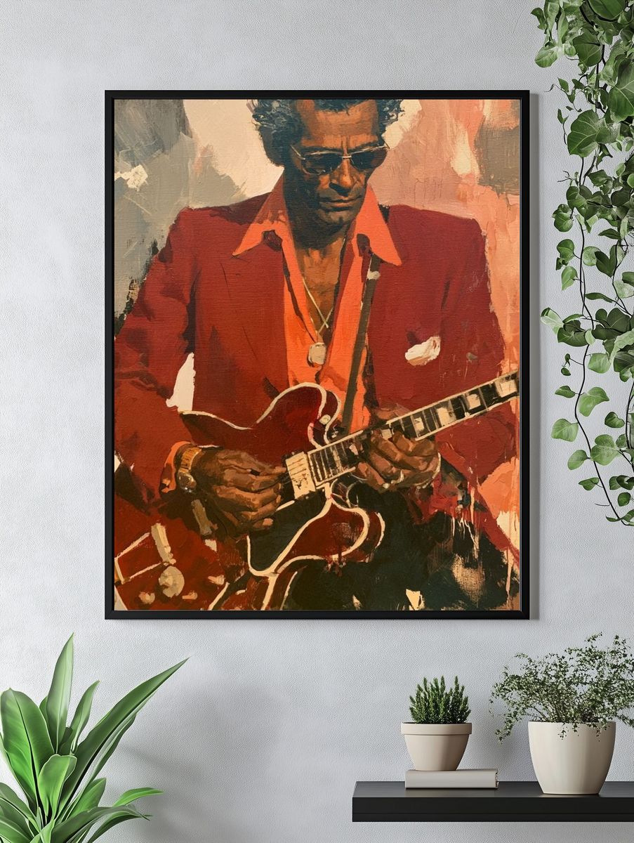 Blues Guitarist Fine-Art Poster. — room view 4