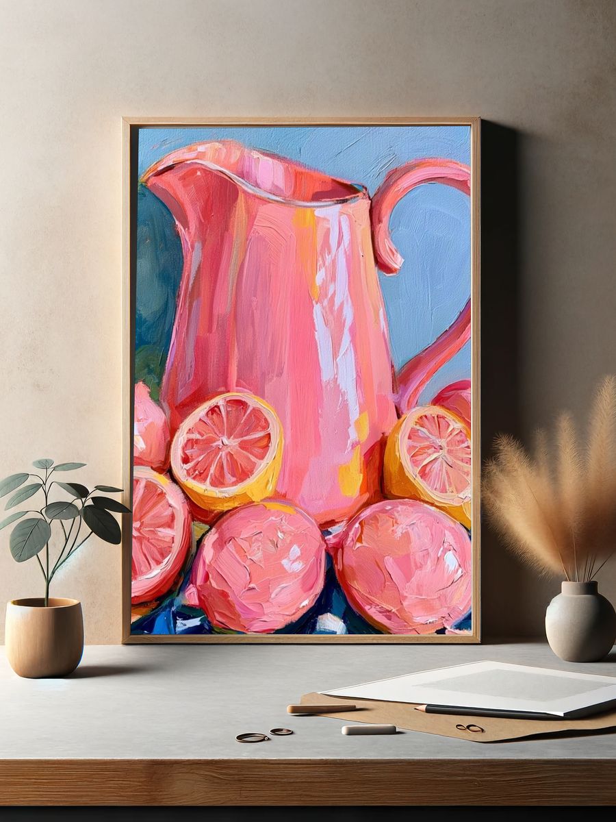 Pink Citrus Still Life Print. — room view 2