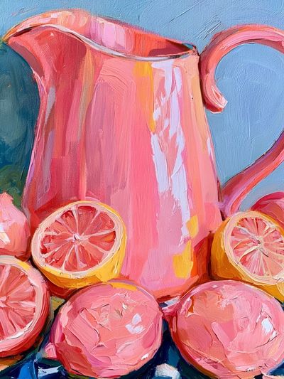 Pink Citrus Still Life Print.