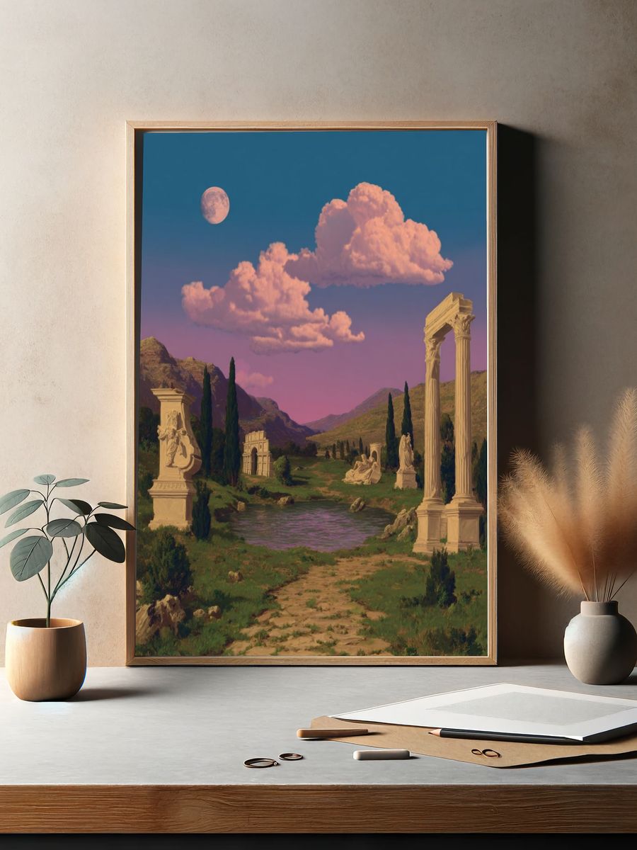 Moonlit Classical Landscape Poster. — room view 2