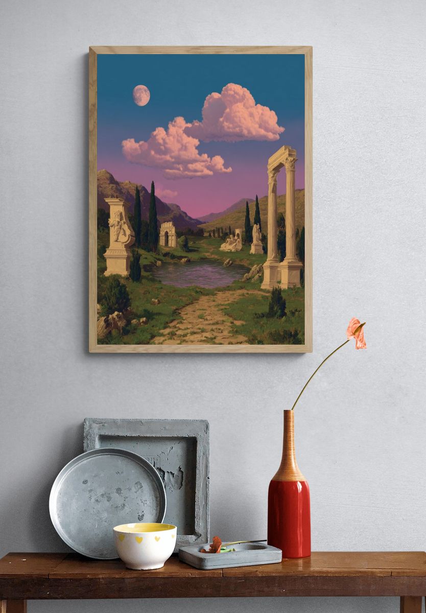 Moonlit Classical Landscape Poster. — room view 3