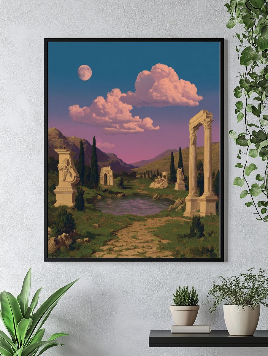 Moonlit Classical Landscape Poster. — room view 4