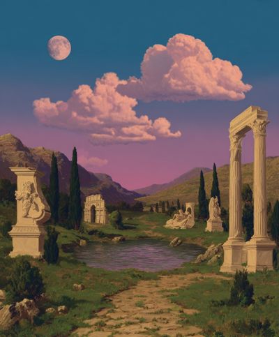 Moonlit Classical Landscape Poster. poster print