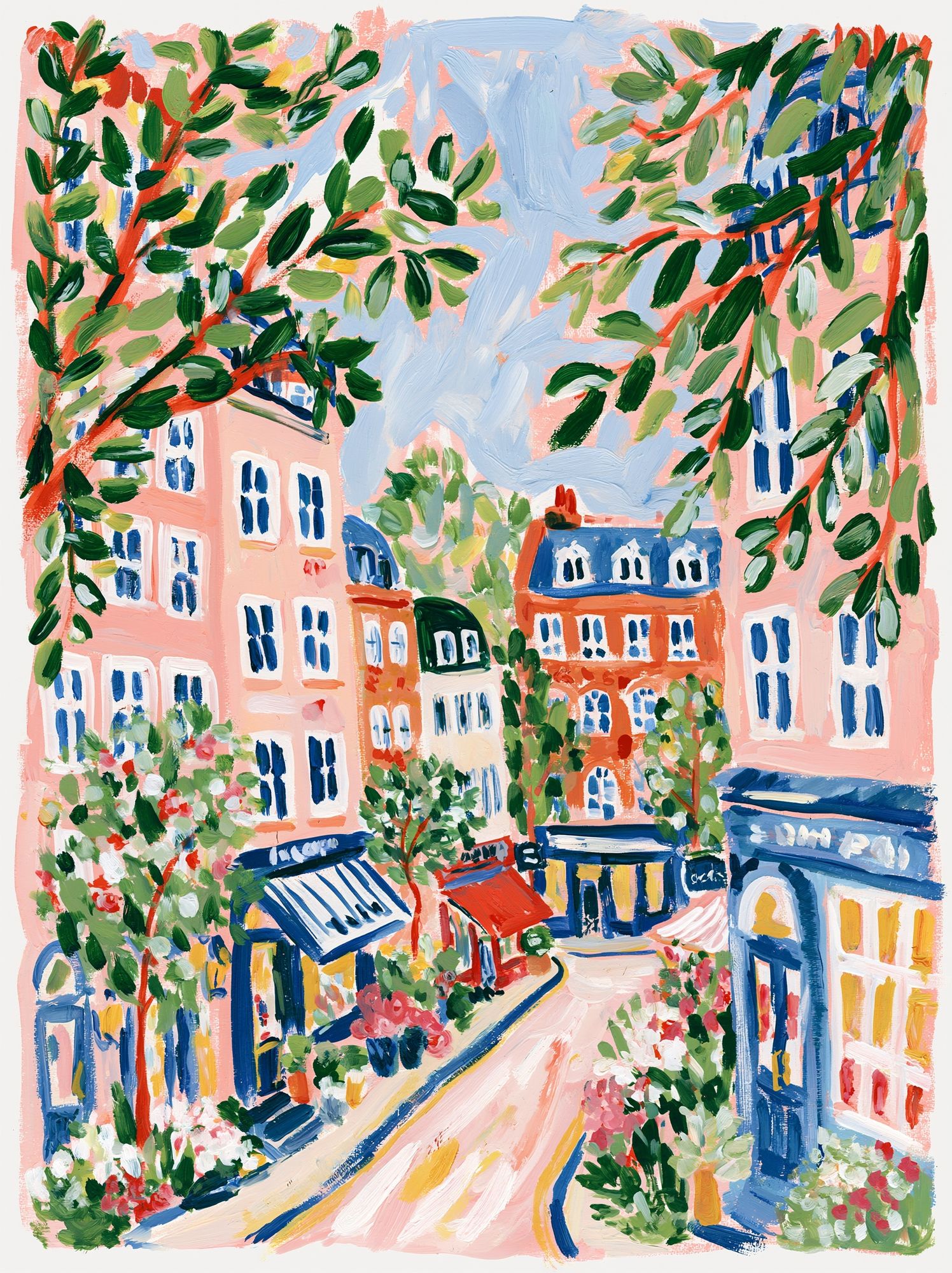 Parisian Street Garden Illustration Poster. poster — fine-art art