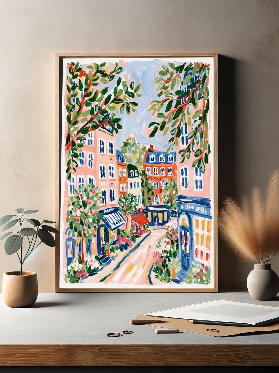 Parisian Street Garden Illustration Poster. — room view 2