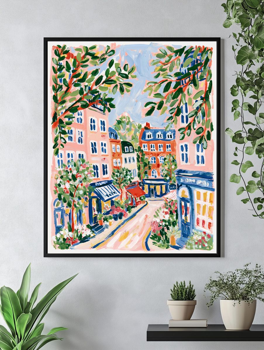 Parisian Street Garden Illustration Poster. — room view 4