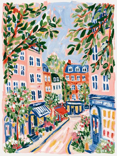 Parisian Street Garden Illustration Poster. poster