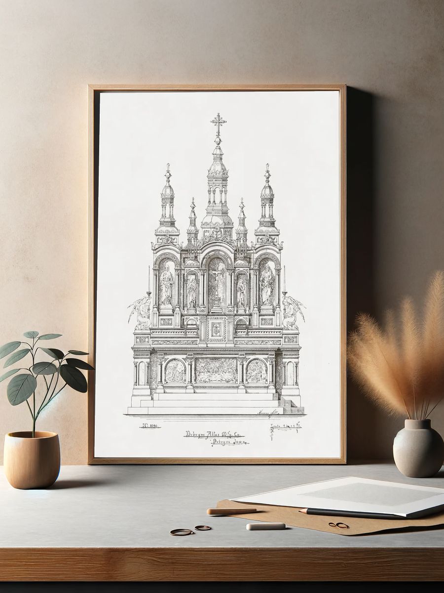 Ornate Altar Design — Fine Art Print. — room view 2
