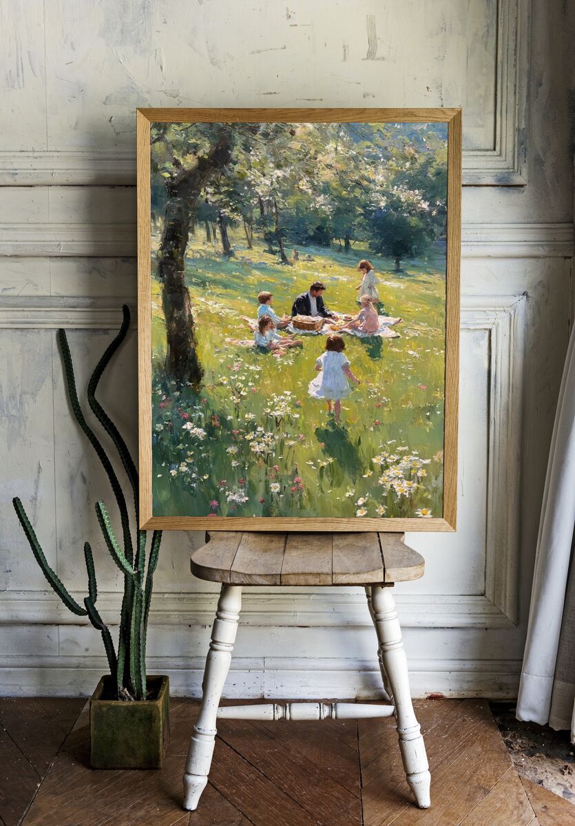 Family Picnic in Bloom — Fine Art Print. — room view 1