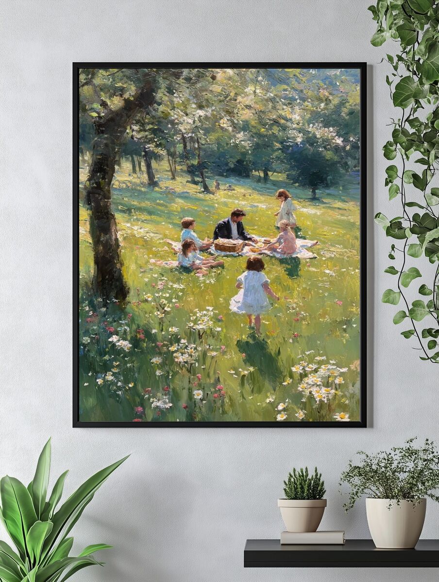 Family Picnic in Bloom — Fine Art Print. — room view 4