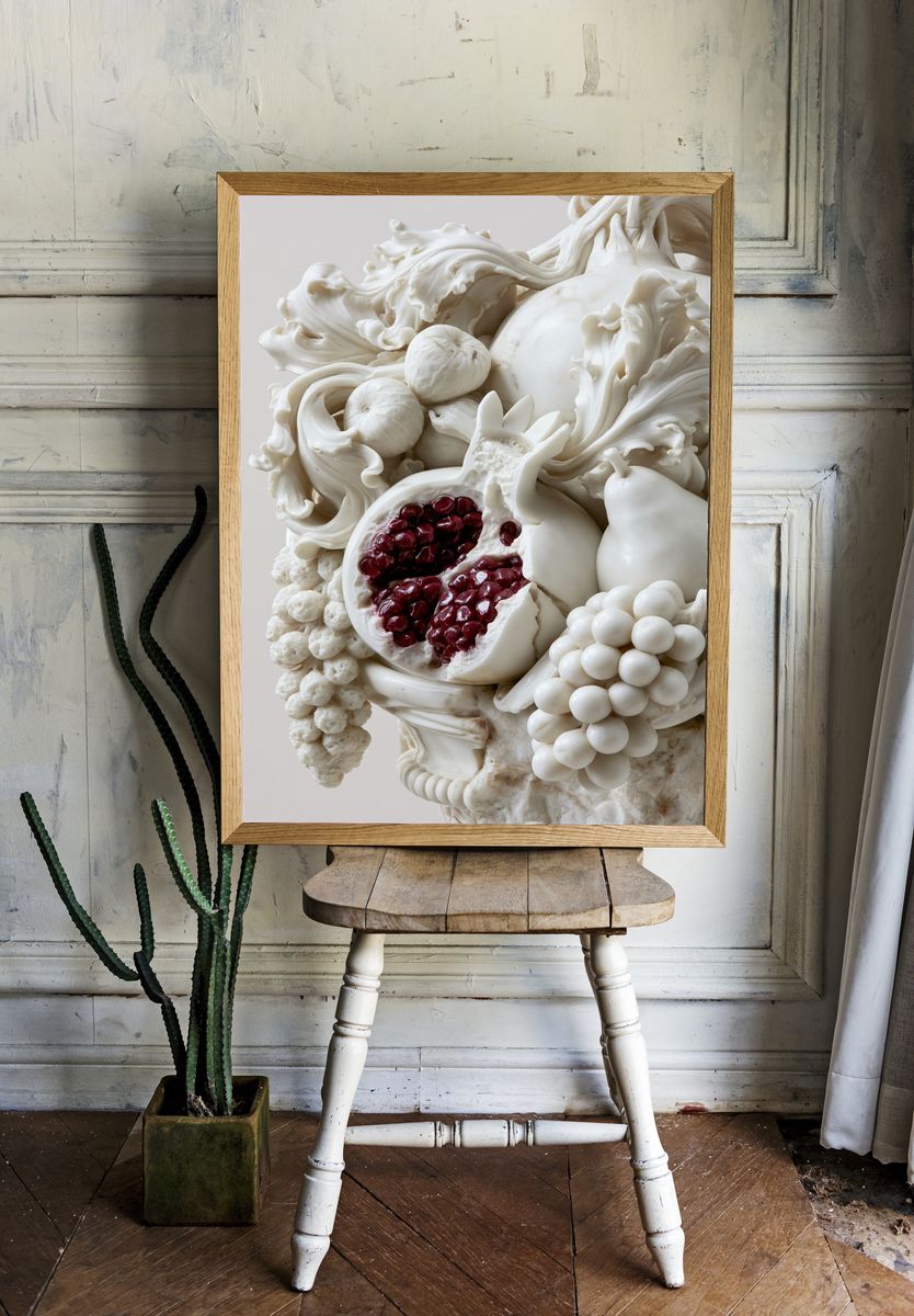Pomegranate Still Life Fine-Art Poster. room preview