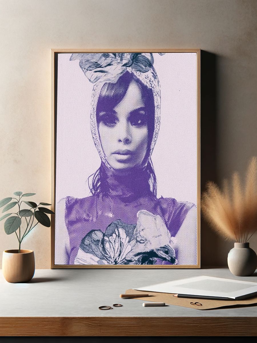 Purple Halftone Portrait Poster. — room view 2