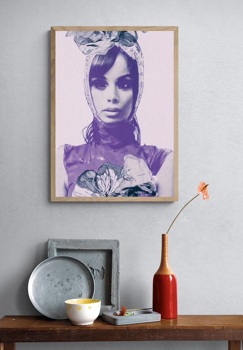 Purple Halftone Portrait Poster. — room view 3