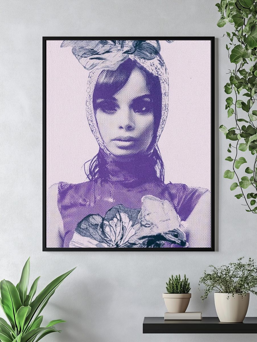 Purple Halftone Portrait Poster. — room view 4
