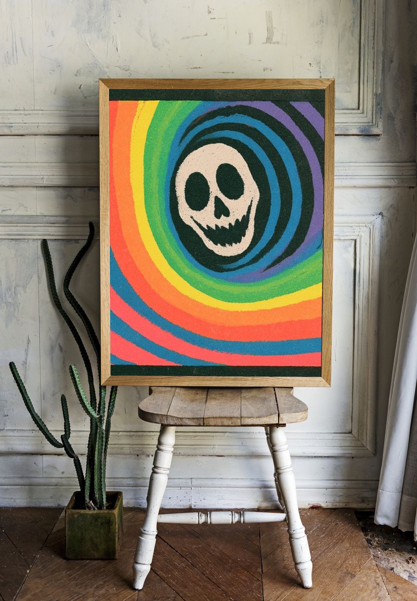 Rainbow Skull Psychedelic Poster. room preview