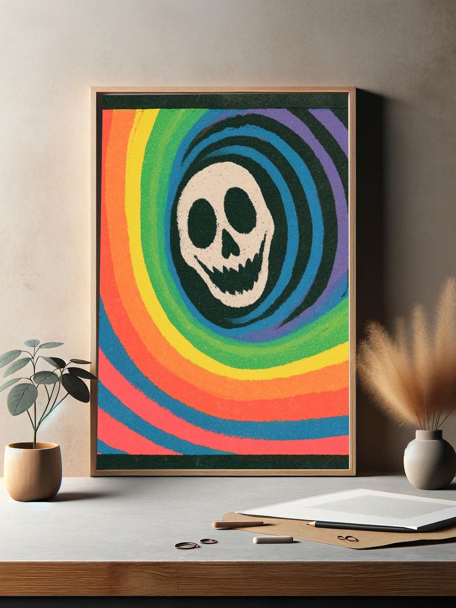 Rainbow Skull Psychedelic Poster. — room view 2