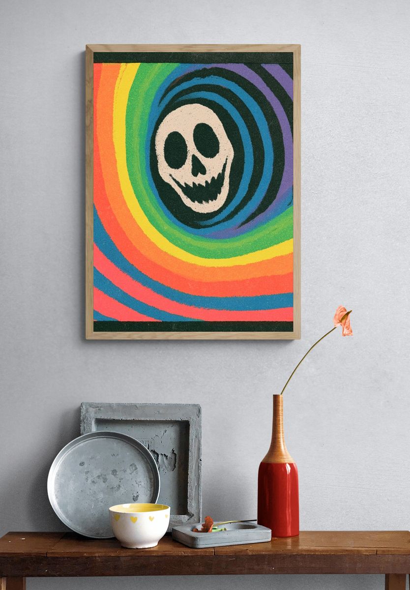 Rainbow Skull Psychedelic Poster. — room view 3