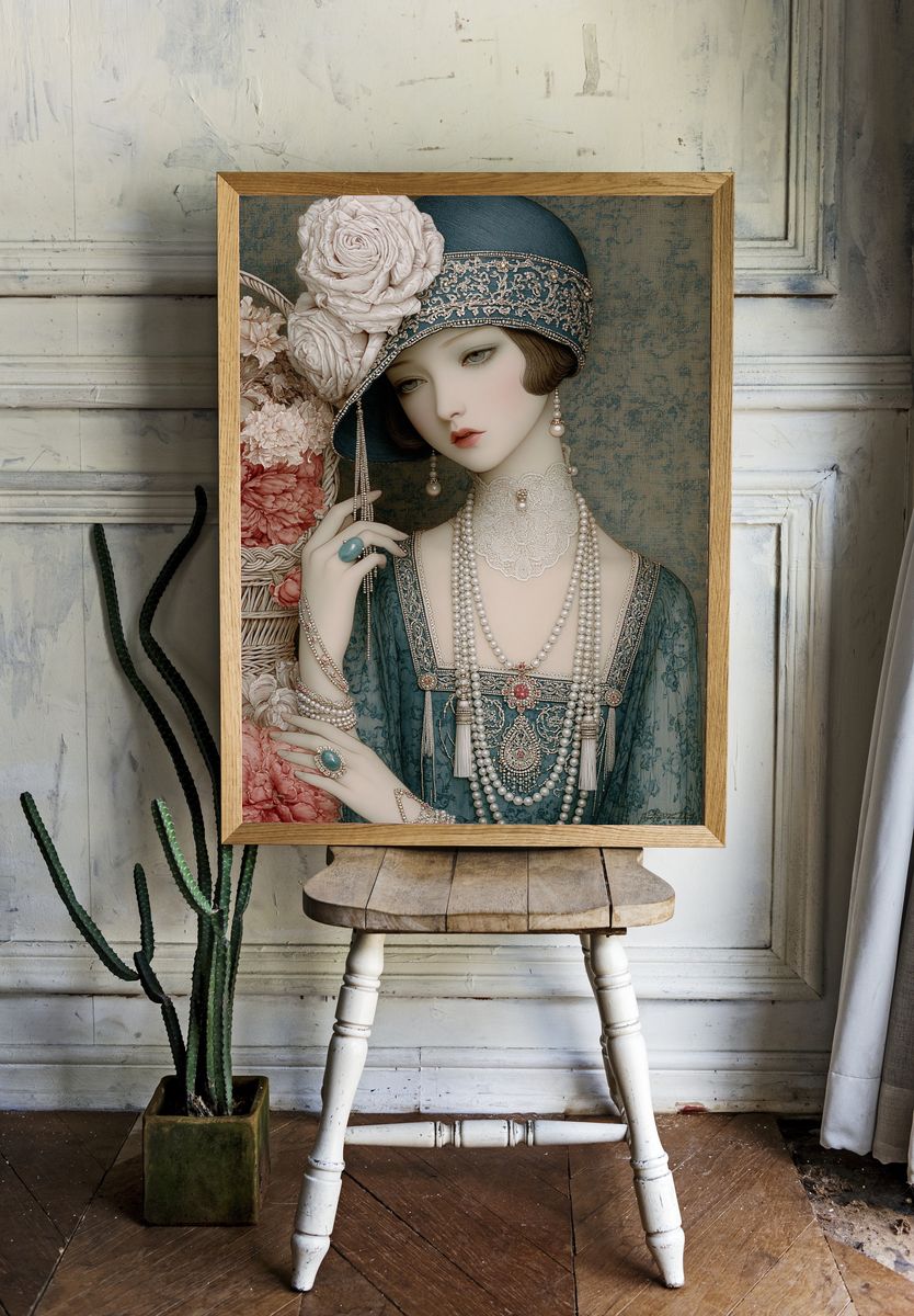 Art Deco Portrait Print. room preview