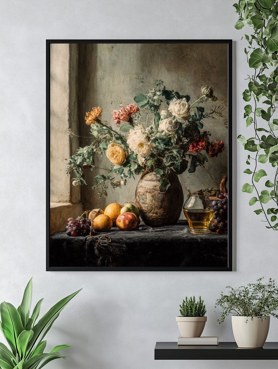 Still Life Flowers and Fruit Fine-Art Poster. — room view 4