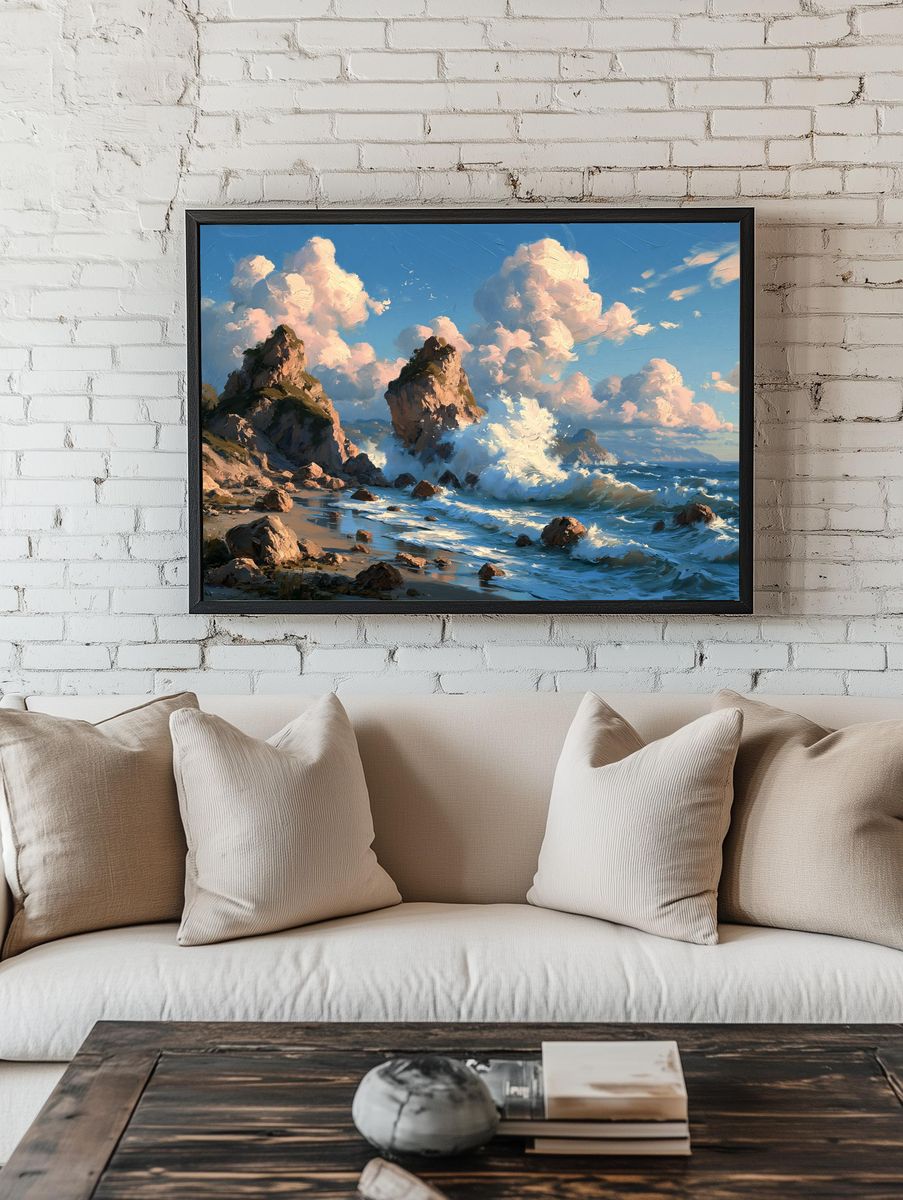 Rocky Seascape — Fine-Art Print. room preview