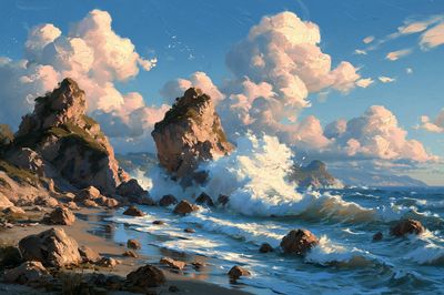 Rocky Seascape — Fine-Art Print. poster