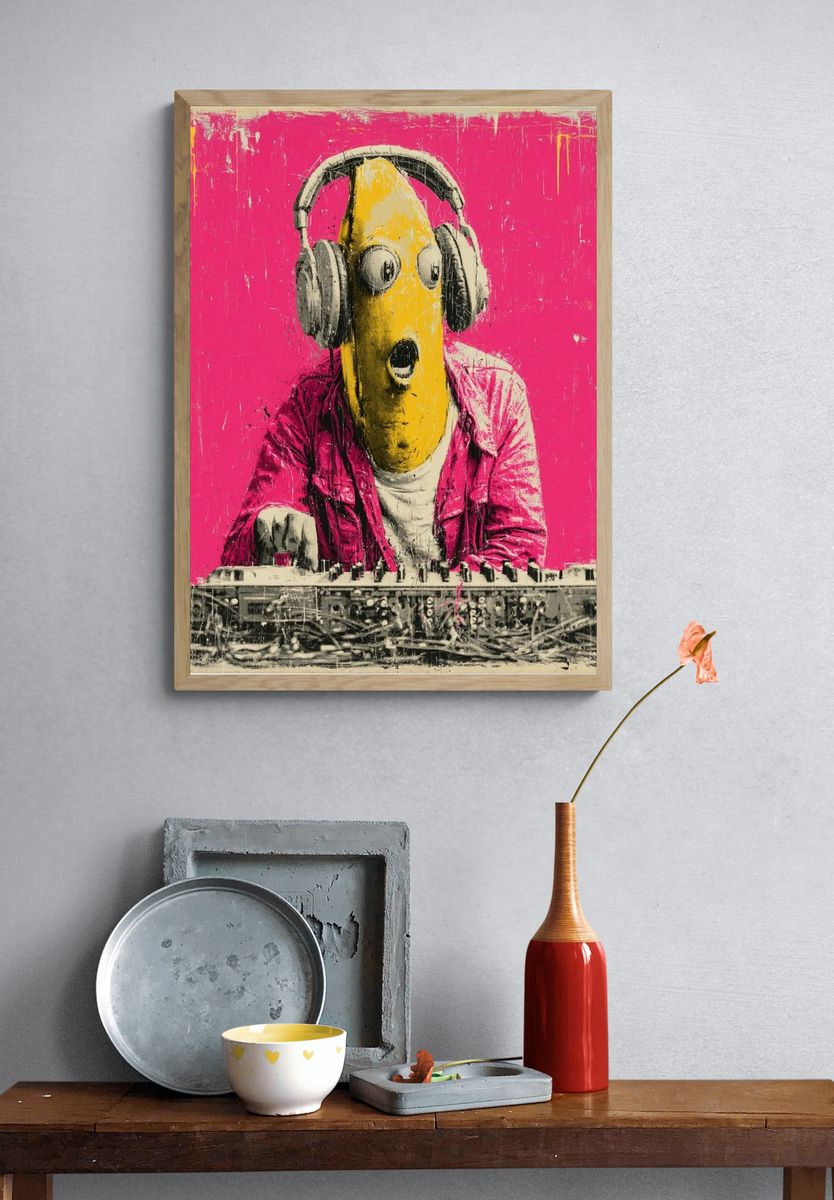 Banana DJ Pop Art Poster. — room view 3