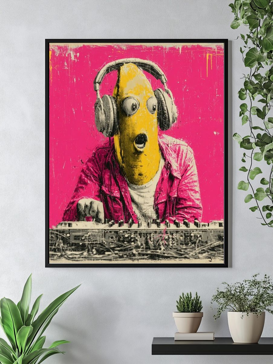Banana DJ Pop Art Poster. — room view 4
