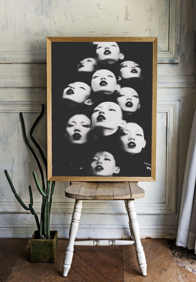 Monochrome Faces — Fine Art Print. — room view 1