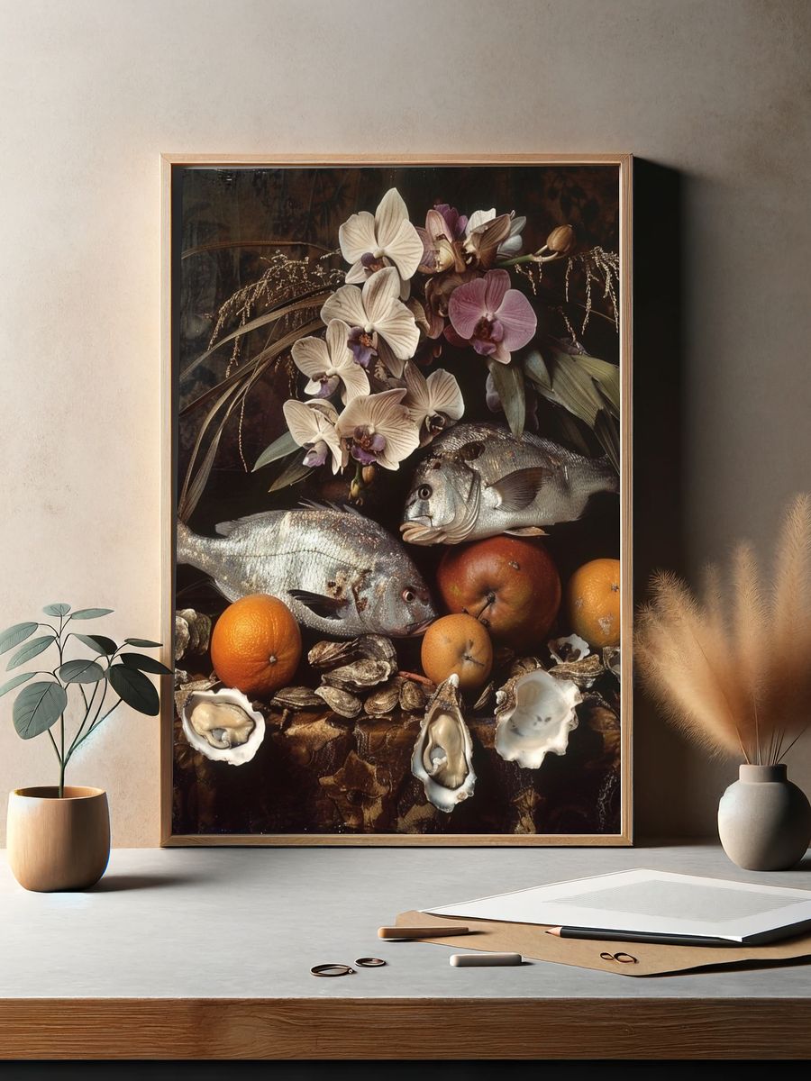 Still Life with Fish and Orchids Print. — room view 2