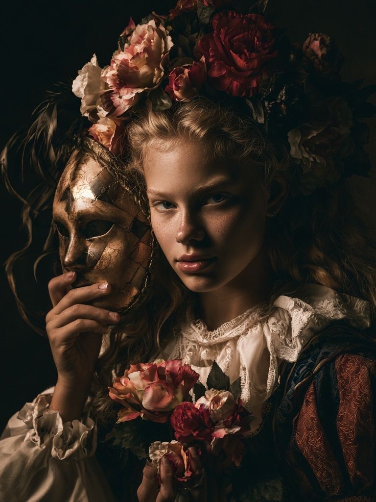 Floral Masquerade Portrait Print. poster detail