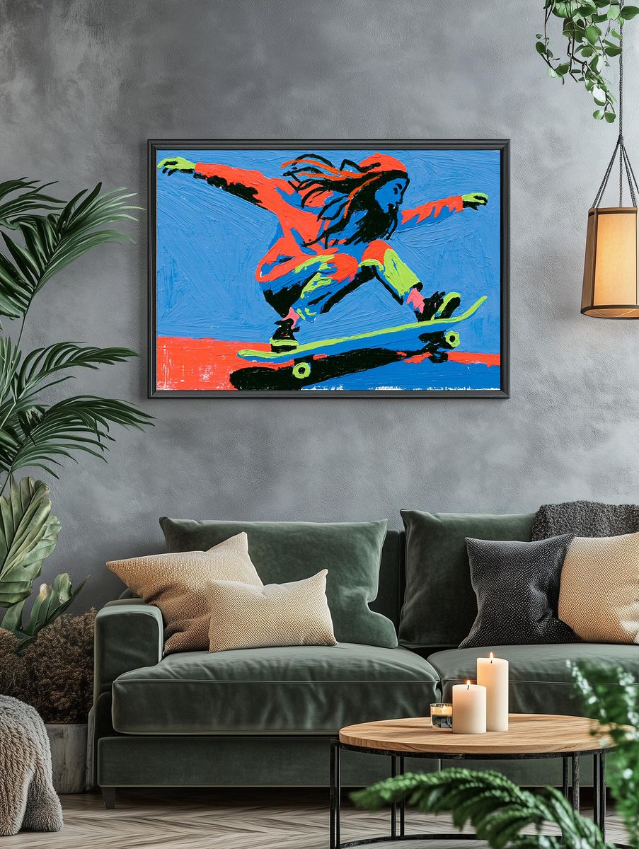 Skateboarder Action Pop-Art Poster. — room view 4