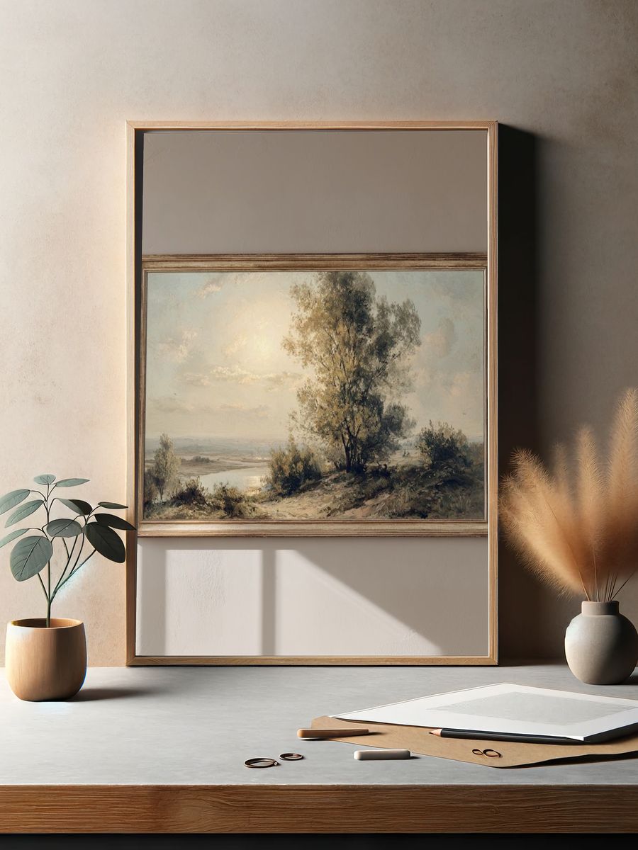 Sunlit River Landscape — Fine-Art Print. — room view 2