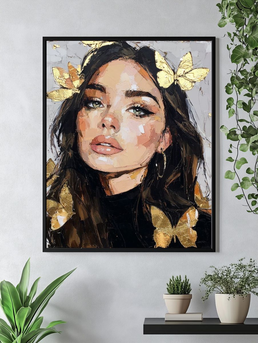 Portrait with Butterflies — Fine Art Print. — room view 4