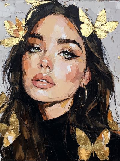 Portrait with Butterflies — Fine Art Print. poster print