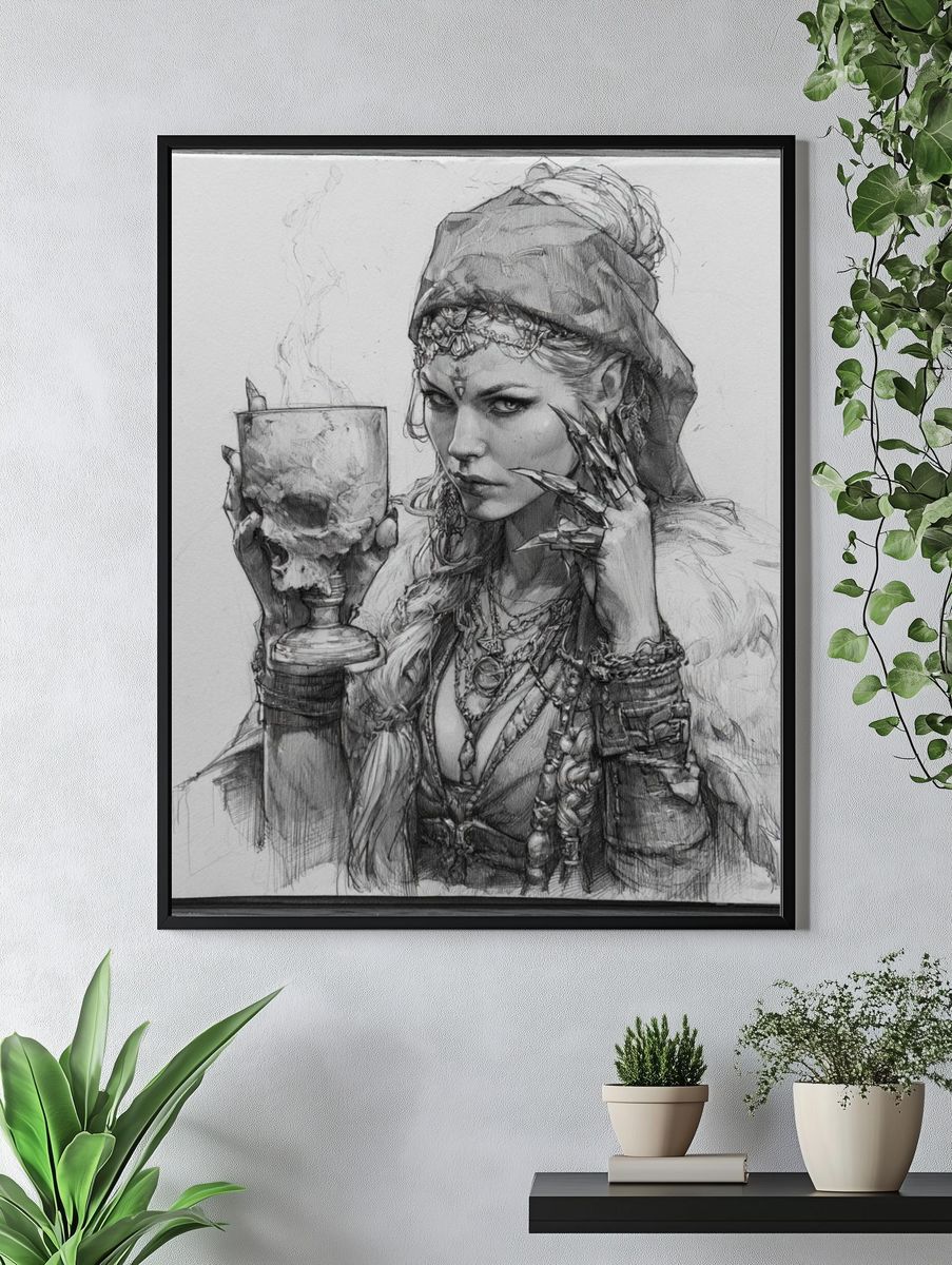 Mystic Skull Portrait Print. — room view 4