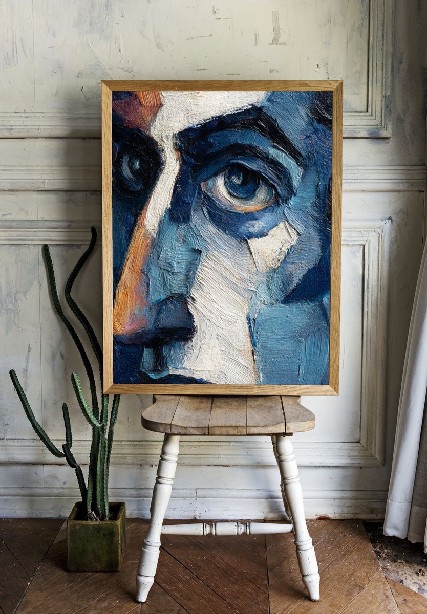 Blue Portrait Fine-Art Poster. room preview