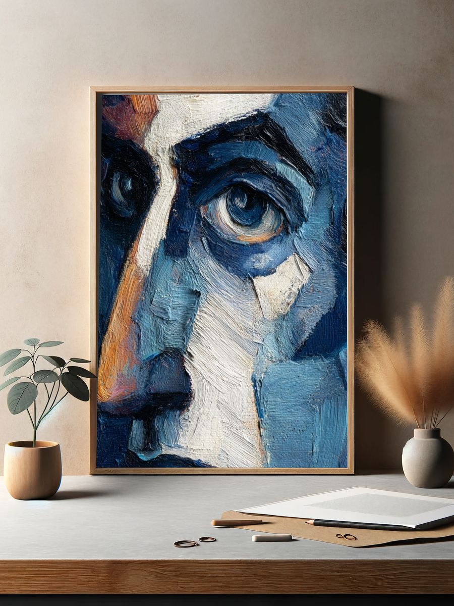Blue Portrait Fine-Art Poster. — room view 2