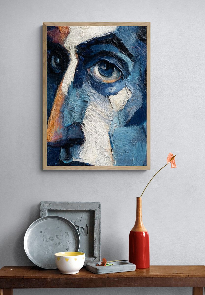 Blue Portrait Fine-Art Poster. — room view 3