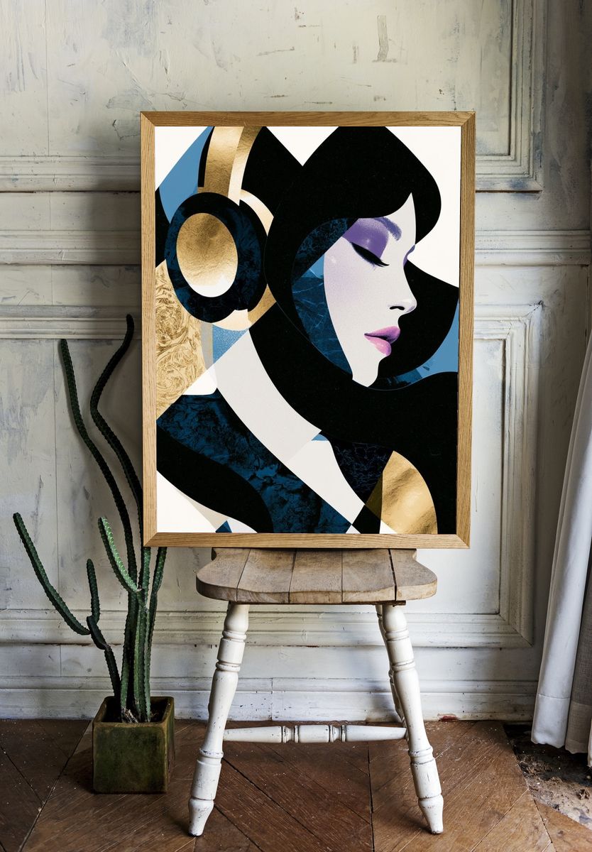 Art Deco Woman Portrait Print. — room view 1