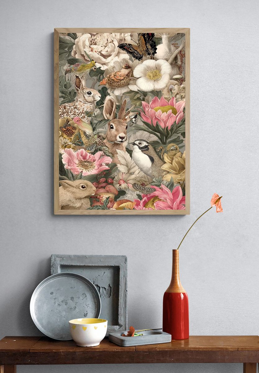 Floral and Animal Illustration Poster. — room view 3