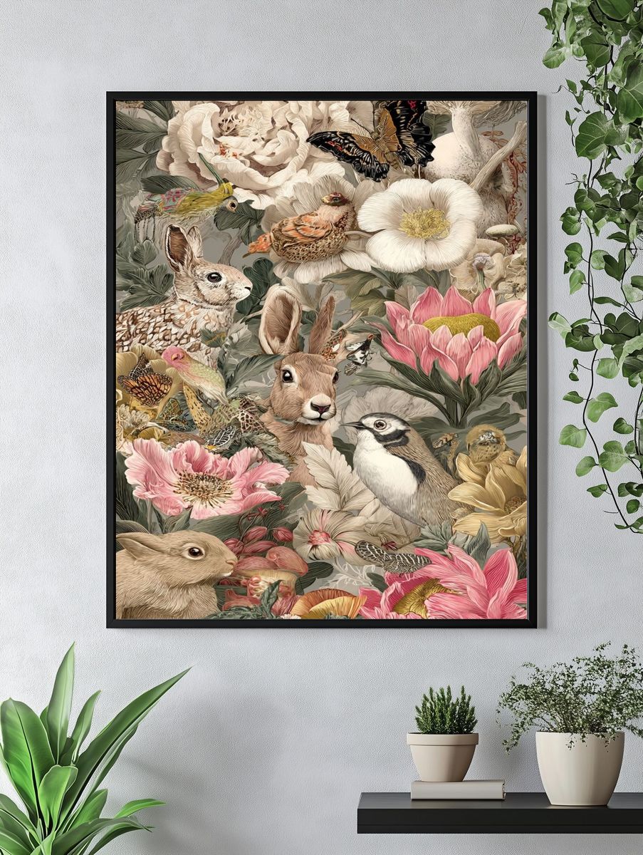 Floral and Animal Illustration Poster. — room view 4