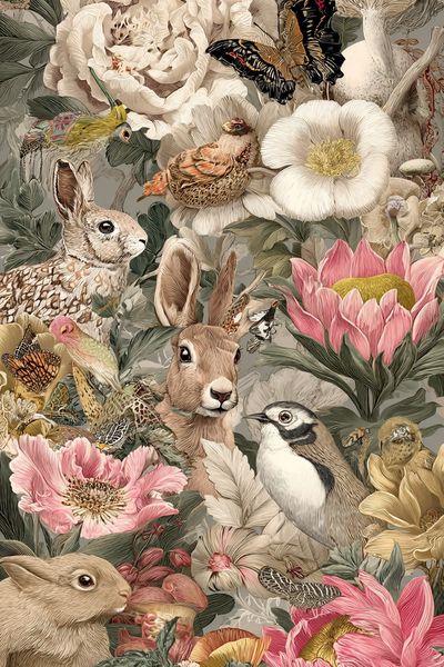 Floral and Animal Illustration Poster. poster print
