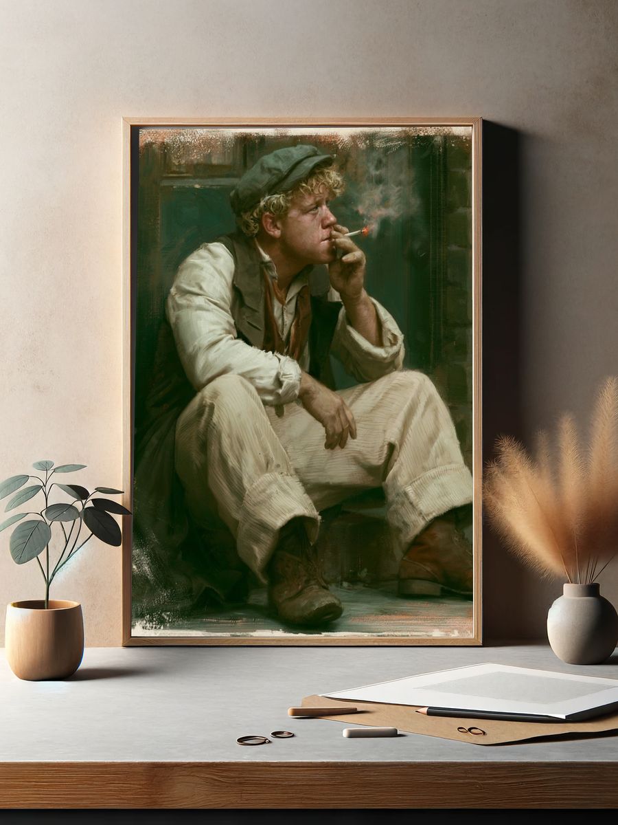 Smoker in Green Light — Fine-Art Print. — room view 2